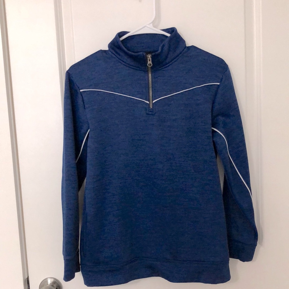 Boys Royal Blue Mock Neck Zippered Pull Over/Sweater
